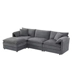Canapé sectionnel modulaire surdimensionné en chenille Whisen Modern Design, 4 places avec double coussin et poufs mobiles