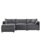 Canapé sectionnel modulaire surdimensionné en chenille Whisen Modern Design, 4 places avec double coussin et poufs mobiles