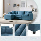 Canapé sectionnel modulaire surdimensionné en chenille Whisen Modern Design, 4 places avec double coussin et poufs mobiles