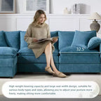 Canapé sectionnel modulaire surdimensionné en chenille Whisen Modern Design, 4 places avec double coussin et poufs mobiles