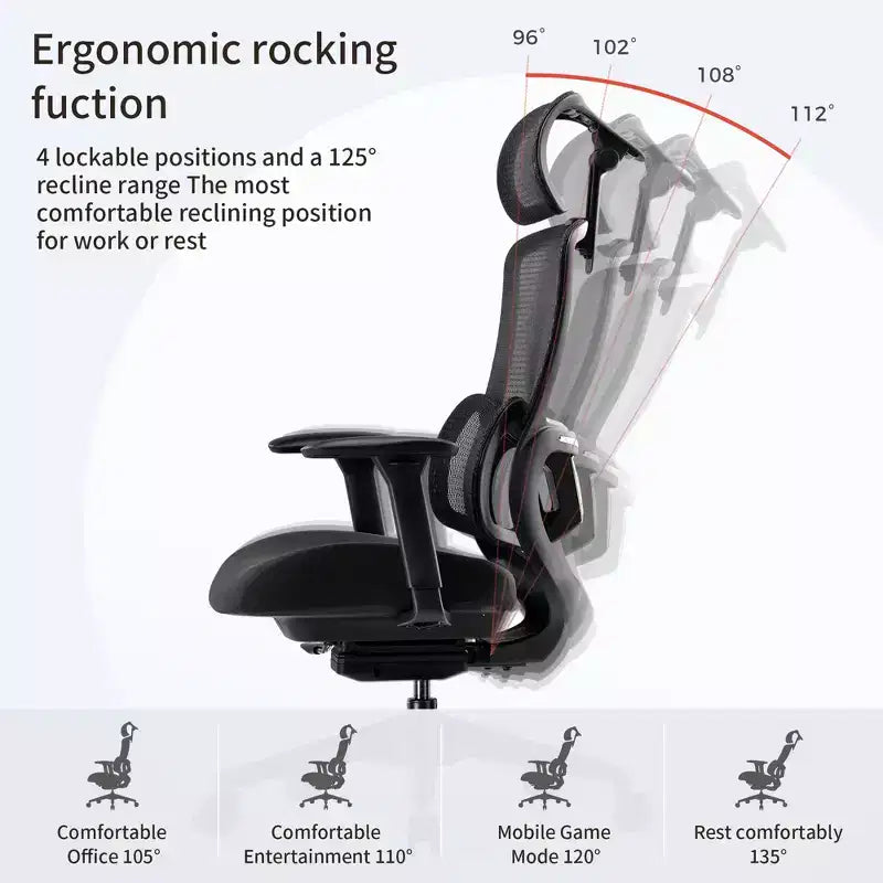 Lark, Chaise de bureau lombaire réglable, noire