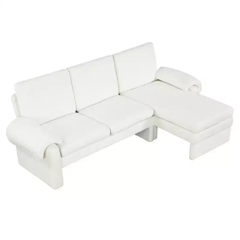 Canapé-lit futon convertible 94W avec dossier réglable, méridienne réversible et accoudoirs amovibles, beige/gris-ModernLuxe