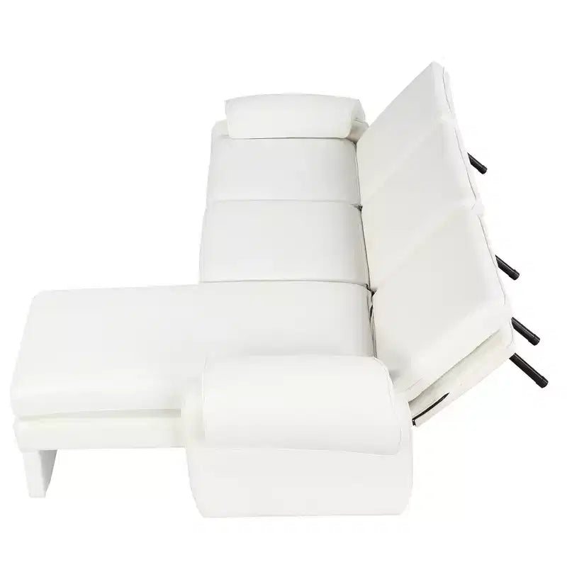 Canapé-lit futon convertible 94W avec dossier réglable, méridienne réversible et accoudoirs amovibles, beige/gris-ModernLuxe