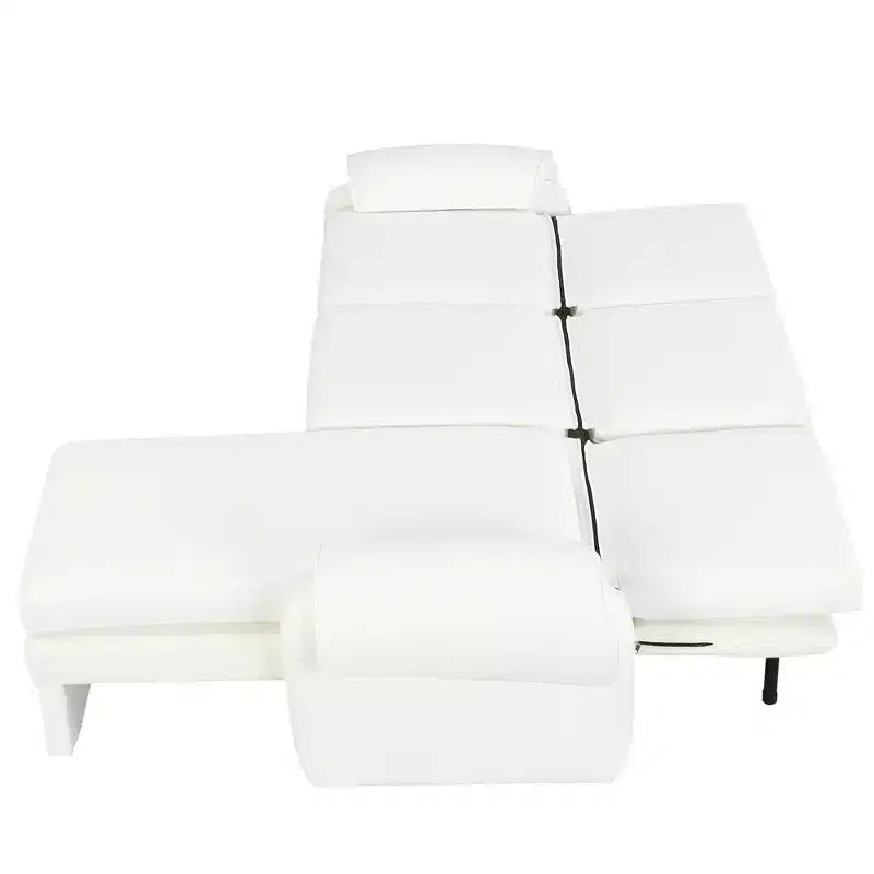 Canapé-lit futon convertible 94W avec dossier réglable, méridienne réversible et accoudoirs amovibles, beige/gris-ModernLuxe