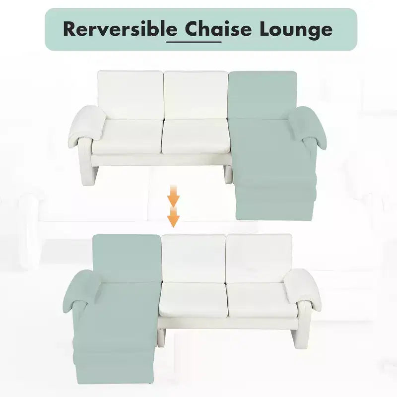 Canapé-lit futon convertible 94W avec dossier réglable, méridienne réversible et accoudoirs amovibles, beige/gris-ModernLuxe