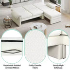 Canapé-lit futon convertible 94W avec dossier réglable, méridienne réversible et accoudoirs amovibles, beige/gris-ModernLuxe
