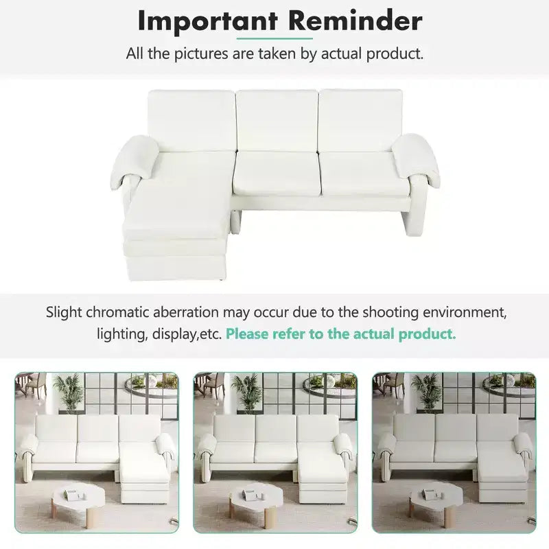 Canapé-lit futon convertible 94W avec dossier réglable, méridienne réversible et accoudoirs amovibles, beige/gris-ModernLuxe