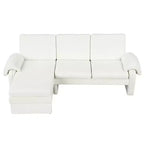 Canapé-lit futon convertible 94W avec dossier réglable, méridienne réversible et accoudoirs amovibles, beige/gris-ModernLuxe