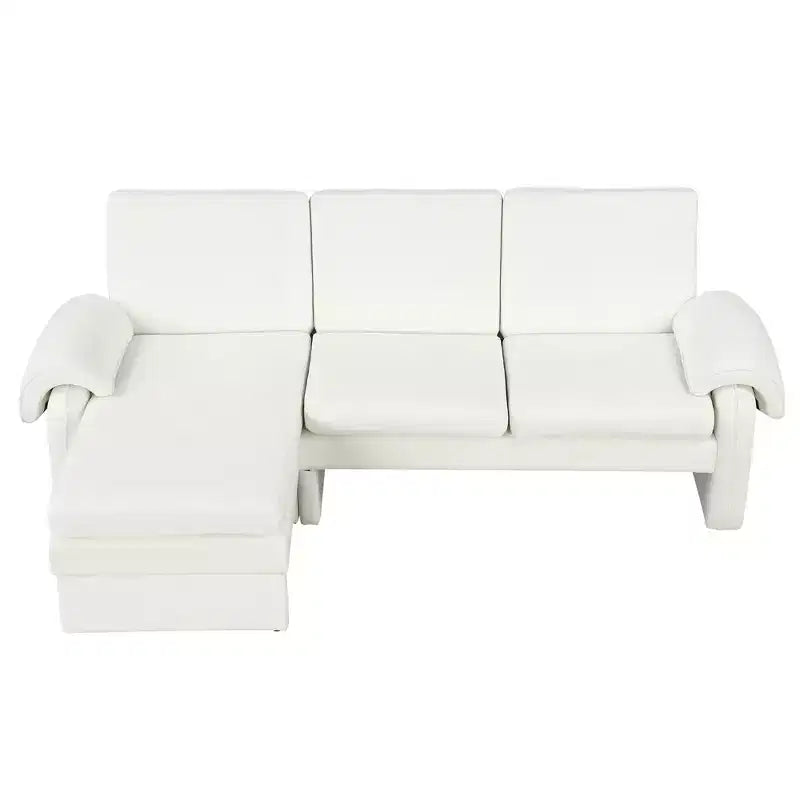 Canapé-lit futon convertible 94W avec dossier réglable, méridienne réversible et accoudoirs amovibles, beige/gris-ModernLuxe