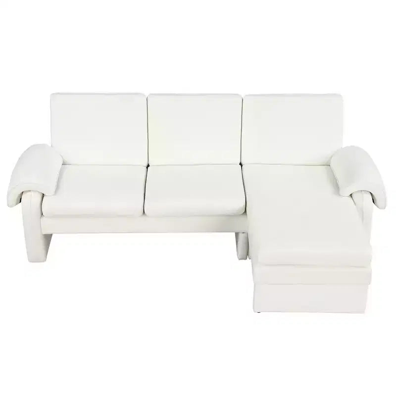 Canapé-lit futon convertible 94W avec dossier réglable, méridienne réversible et accoudoirs amovibles, beige/gris-ModernLuxe