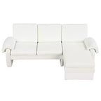 Canapé-lit futon convertible 94W avec dossier réglable, méridienne réversible et accoudoirs amovibles, beige/gris-ModernLuxe