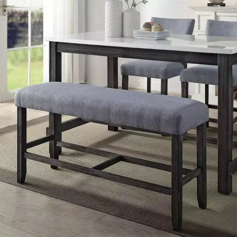 Banc de comptoir Simple Relax en tissu gris et expresso vieilli