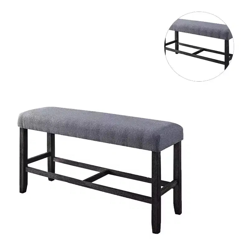 Banc de comptoir Simple Relax en tissu gris et expresso vieilli