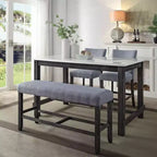 Banc de comptoir Simple Relax en tissu gris et expresso vieilli