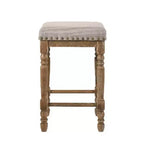 Tabourets de comptoir Simple Relax (lot de 2), revêtement en tissu, chêne vieilli et beige