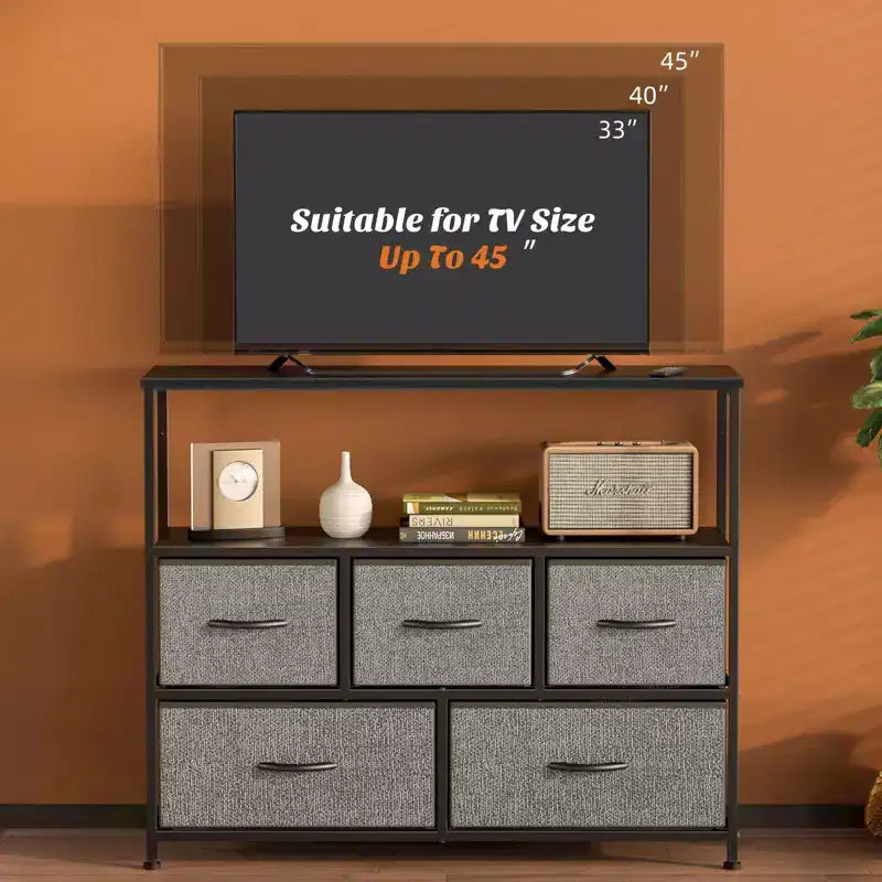 Tour de rangement polyvalente pour chambres d'enfants, placards, entrées et crèches : Commode haute avec tissu et plateau en bois