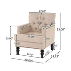 Fauteuil de club contemporain capitonné GDFStudio Aurelia avec clous décoratifs