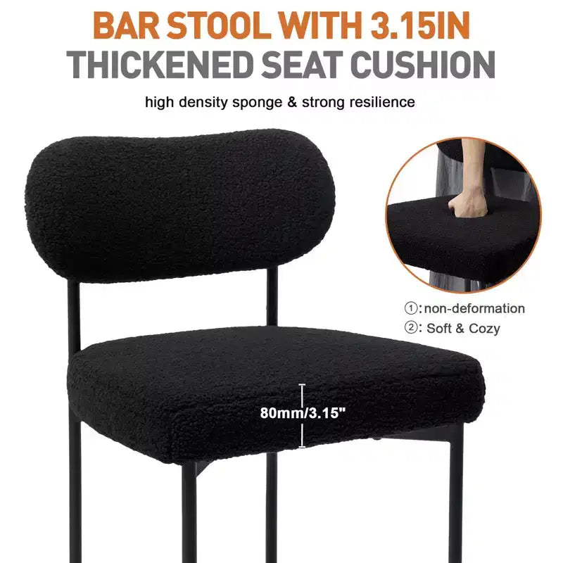 WARMOUNTS Lot de 4 tabourets de bar modernes rembourrés à hauteur de comptoir