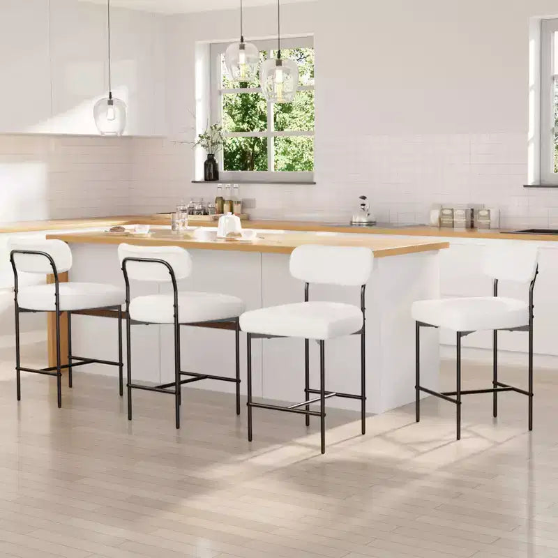 WARMOUNTS Set of 4 Upholstered Modern Counter Height Barstool