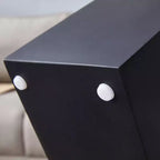 Table basse gigogne ronde, table d'appoint, table de bout avec plateau en verre transparent et pieds en L, Blanc/Marron+Noir-ModernLuxe