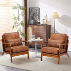 Fauteuil d'appoint en bois massif EROMMY Mid Century avec oreiller de soutien lombaire