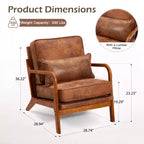 Fauteuil d'appoint en bois massif EROMMY Mid Century avec oreiller de soutien lombaire