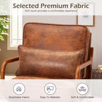 Fauteuil d'appoint en bois massif EROMMY Mid Century avec oreiller de soutien lombaire