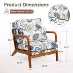 Fauteuil d'appoint en bois massif EROMMY Mid Century avec oreiller de soutien lombaire