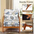 Fauteuil d'appoint en bois massif EROMMY Mid Century avec oreiller de soutien lombaire