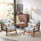 Fauteuil d'appoint en bois massif EROMMY Mid Century avec oreiller de soutien lombaire