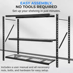 Étagère métallique de garage 3 niveaux robuste pour le rangement, avec une capacité de 900 kg par niveau, réglable, conception robuste