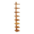 texxture 8 Shelf Floating Wall Shelves Column Shelving, Takara Large, Teak Wood