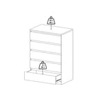 HomeStock Commode verticale en panneaux de particules de 5,43 po H avec 5 tiroirs au fini brun