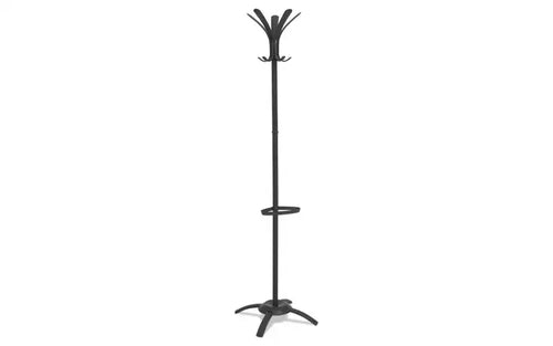 Alba CLEO Coat Stand, Stand Alone Rack, Ten Knobs, Steel/Plastic, 19.75w x 19.75d x 68.9h, Black