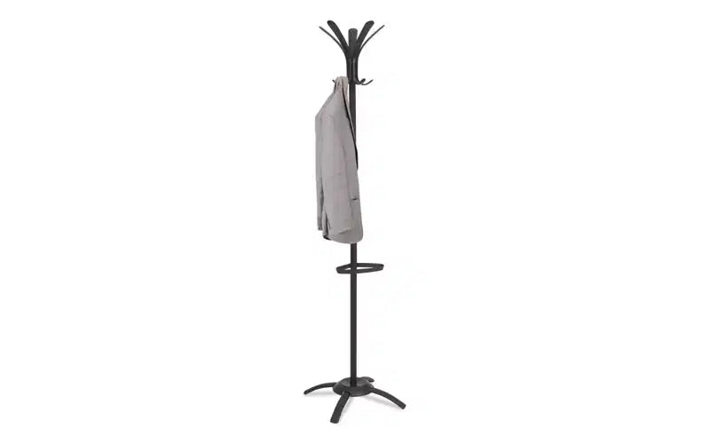 Porte-manteau Alba CLEO, support autoportant, dix patères, acier/plastique, 50,17 x 50,17 x 175,01 cm (l x P x H), noir