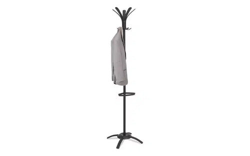 Porte-manteau Alba CLEO, support autoportant, dix patères, acier/plastique, 50,17 x 50,17 x 175,01 cm (l x P x H), noir