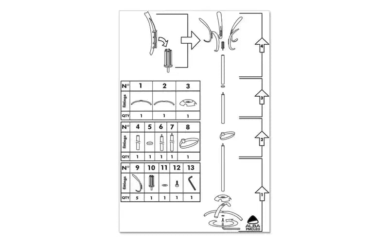 Porte-manteau Alba CLEO, support autoportant, dix patères, acier/plastique, 50,17 x 50,17 x 175,01 cm (l x P x H), noir