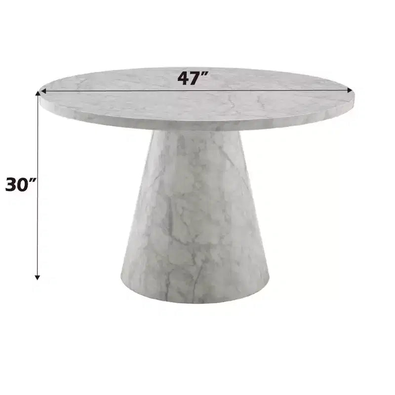 Table de salle à manger ronde GDFStudio Yvonne Marble-Grain 47 sur pied central