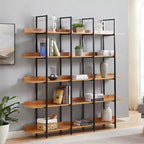 Étagère de style industriel vintage Whisen avec cadre en métal et panneau MDF, bibliothèque ouverte pour le bureau à domicile