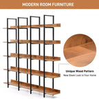 Étagère de style industriel vintage Whisen avec cadre en métal et panneau MDF, bibliothèque ouverte pour le bureau à domicile