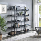 Étagère de style industriel vintage Whisen avec cadre en métal et panneau MDF, bibliothèque ouverte pour le bureau à domicile