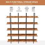 Étagère de style industriel vintage Whisen avec cadre en métal et panneau MDF, bibliothèque ouverte pour le bureau à domicile