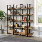 Étagère de style industriel vintage Whisen avec cadre en métal et panneau MDF, bibliothèque ouverte pour le bureau à domicile