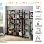 Étagère de style industriel vintage Whisen avec cadre en métal et panneau MDF, bibliothèque ouverte pour le bureau à domicile