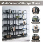 Étagère de style industriel vintage Whisen avec cadre en métal et panneau MDF, bibliothèque ouverte pour le bureau à domicile