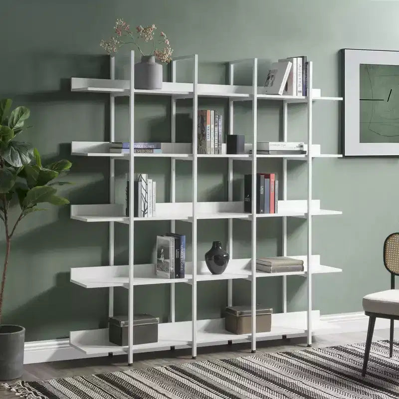 Étagère de style industriel vintage Whisen avec cadre en métal et panneau MDF, bibliothèque ouverte pour le bureau à domicile
