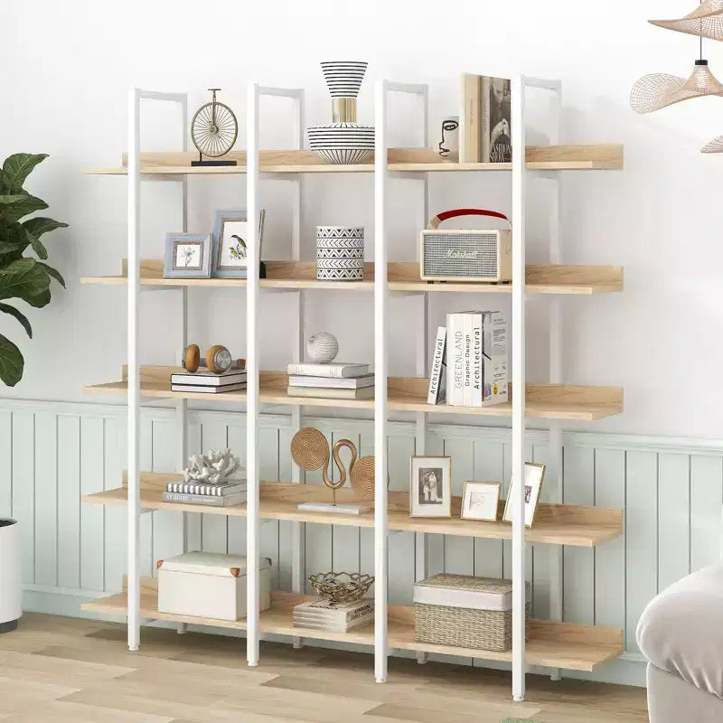 Étagère de style industriel vintage Whisen avec cadre en métal et panneau MDF, bibliothèque ouverte pour le bureau à domicile