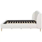 Lit plateforme Christopher Knight Home Nicky Bouclé rembourré avec tête de lit à oreilles, Blanc