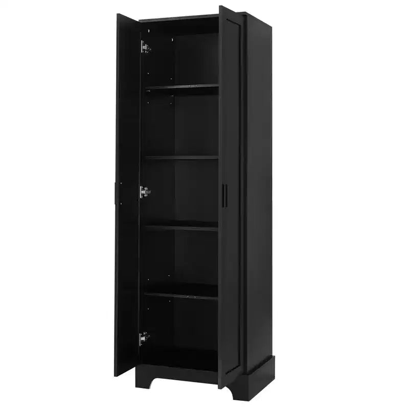 Armoire de rangement de salle de bain Whisen à double porte avec étagère réglable, armoire verticale
