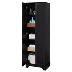 Armoire de rangement de salle de bain Whisen à double porte avec étagère réglable, armoire verticale